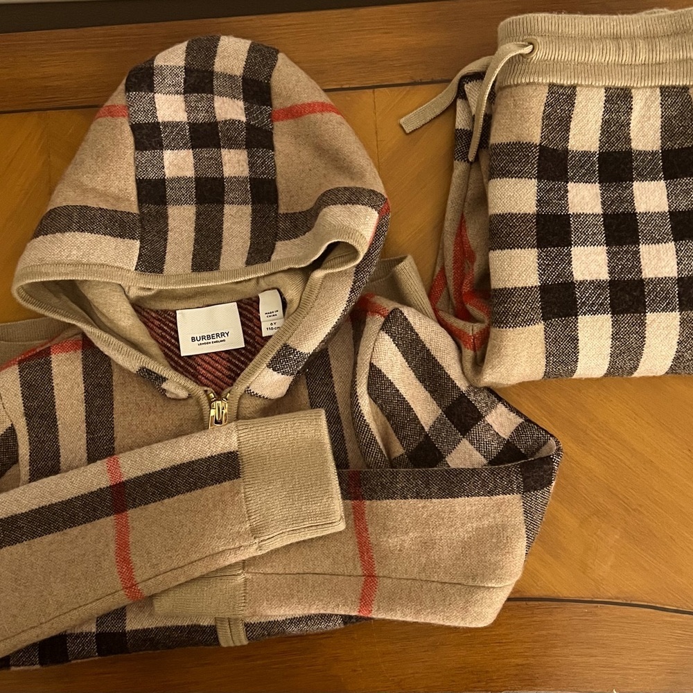 Burberry Kids Vintage Check Pattern Knitted Zip-up Hoodie Only